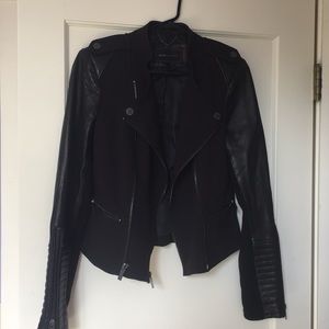 BCBG Leather Sleeve Jacket